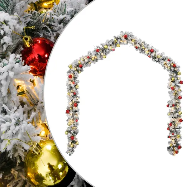 Gossi ghirlanda de craciun cu globuri si lumini led, verde, 10 m, pvc