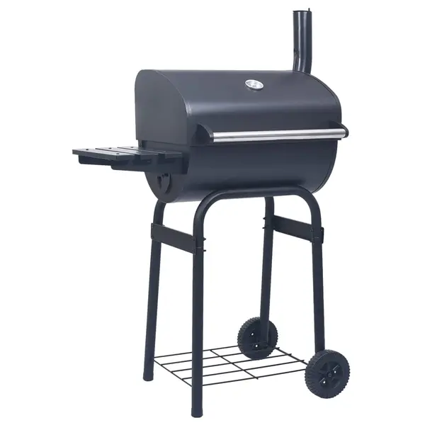 Gossi gratar barbecue cu carbuni, afumatoare si raft inferior, negru
