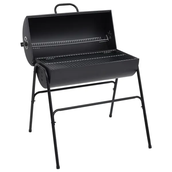 Gossi gratar cilindru cu 2 grile de gatit, negru, 80x95x90 cm, otel