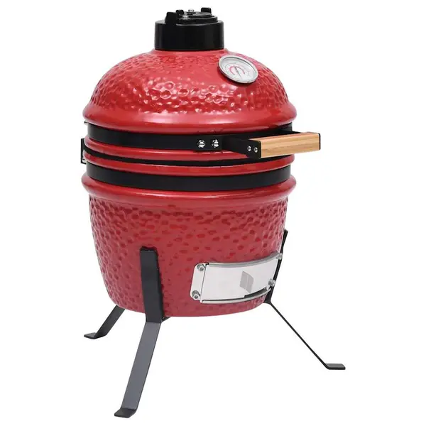 Gossi gratar cu afumatoare 2-in-1 kamado, rosu, 56 cm, ceramica