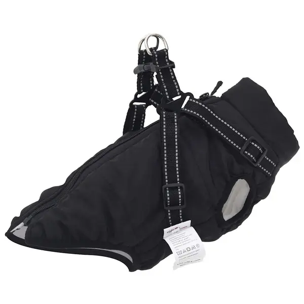 Gossi haina caini cu ham impermeabila reflectorizanta, negru, 2xl