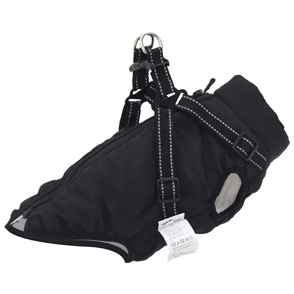 Gossi haina caini cu ham impermeabila reflectorizanta, negru, m