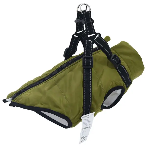 Gossi haina caini cu ham impermeabila reflectorizanta verde kaki, 2xl
