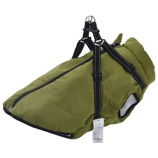 Gossi haina caini cu ham impermeabila reflectorizanta verde kaki, 4xl
