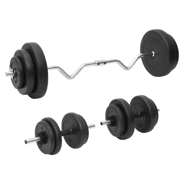 Gossi haltera curbata si gantera cu discuri de greutate, 60 kg