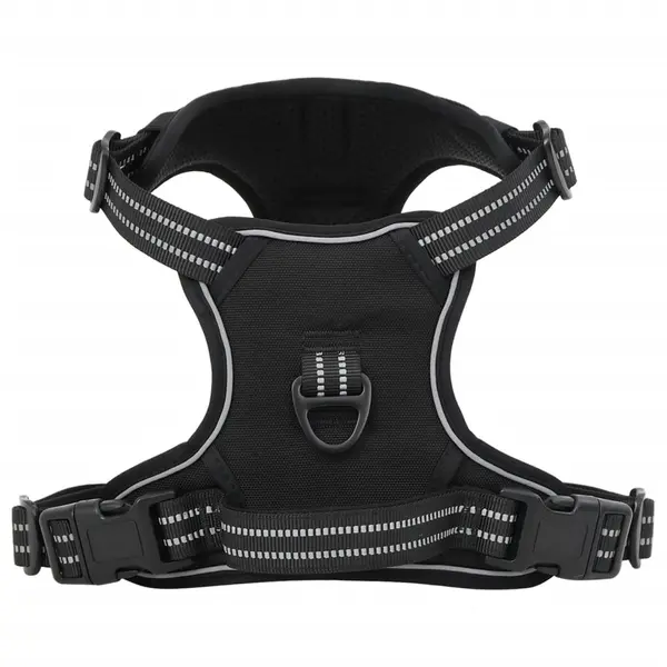Gossi ham pentru caini cu dungi reflectorizante reglabil, negru, xl