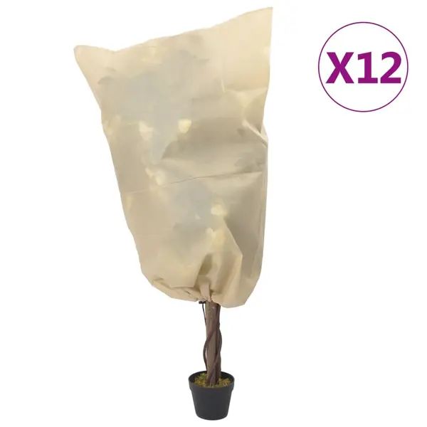 Gossi huse pentru plante din fleece cu snur 12 buc. 70 g/m2 0,8x0,8 m