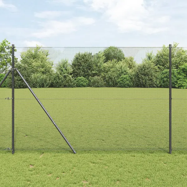 Gossi imprejmuire din sarma sudata cu 7 stalpi gri 1.6x10 m din otel
