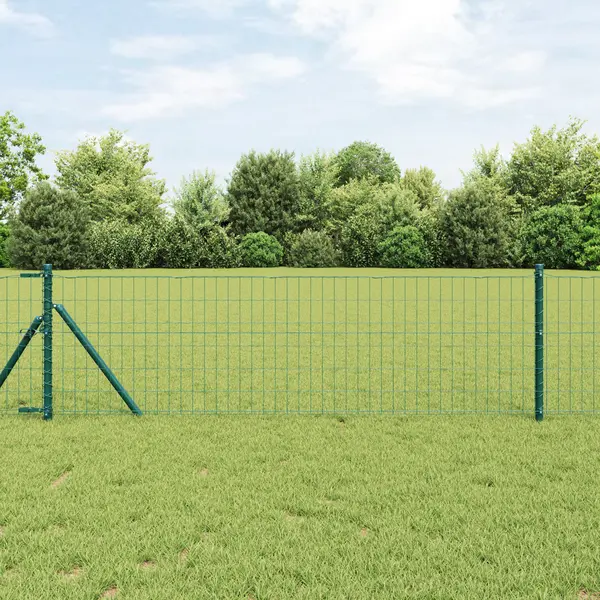 Gossi imprejmuire euro cu 13 stalpi 0.8x25 m otel galvanizat verde