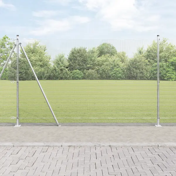 Gossi ingradire din sarma sudata cu 13 stalpi flansati 1.6x25 m otel galvanizat