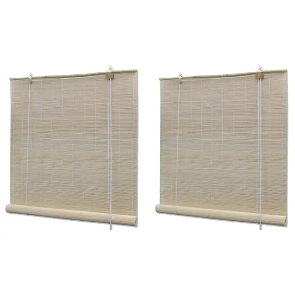 Gossi jaluzele din bambus natural tip rulou, 2 buc., 120 x 160 cm