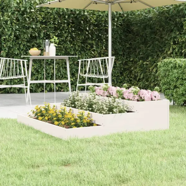 Gossi jardiniera, alb, 107x107x27 cm, lemn masiv de pin
