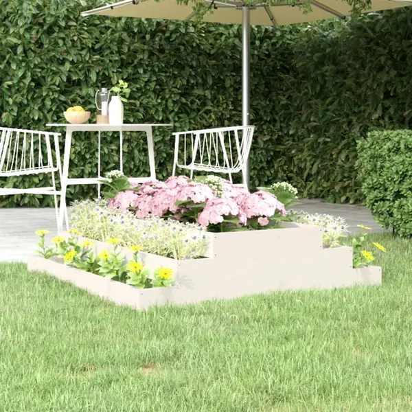 Gossi jardiniera, alb, 110x110x27 cm, lemn masiv de pin