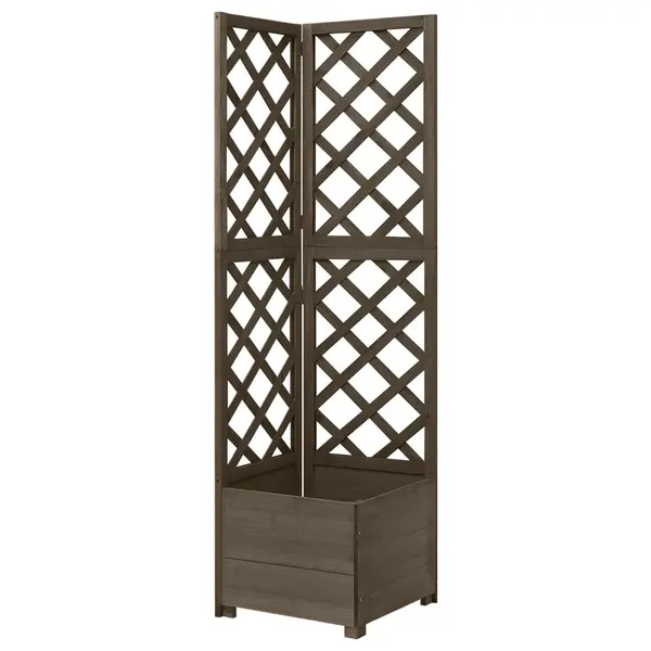 Gossi jardiniera colt cu spalier, gri, 40x40x150 cm, lemn masiv brad
