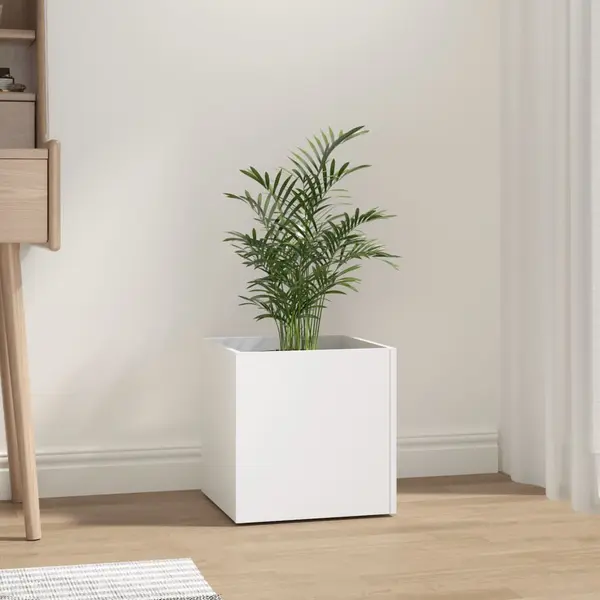 Gossi jardiniera cutie, alb, 40x40x40 cm, lemn prelucrat