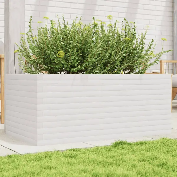 Gossi jardiniera de gradina, alb, 110x60x45,5 cm, lemn masiv de pin