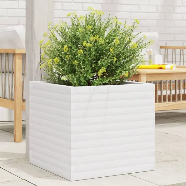 Gossi jardiniera de gradina, alb, 50x50x46 cm, lemn masiv de pin