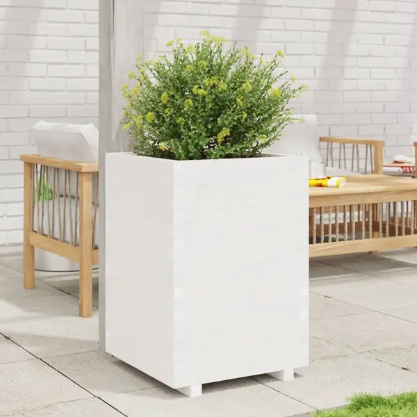 Gossi jardiniera de gradina, alb, 50x50x72,5 cm, lemn masiv de pin