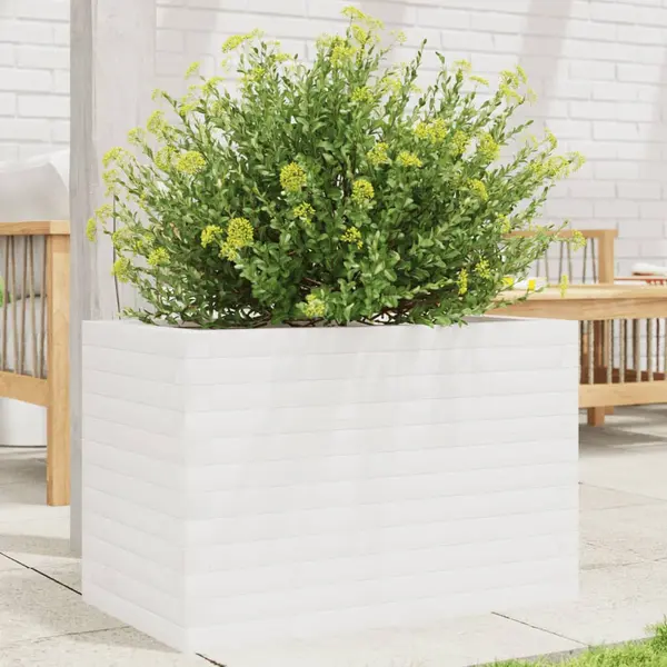 Gossi jardiniera de gradina, alb, 70x40x45,5 cm, lemn masiv de pin