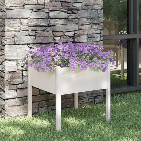 Gossi jardiniera de gradina, alb, 70x70x70 cm, lemn masiv de pin