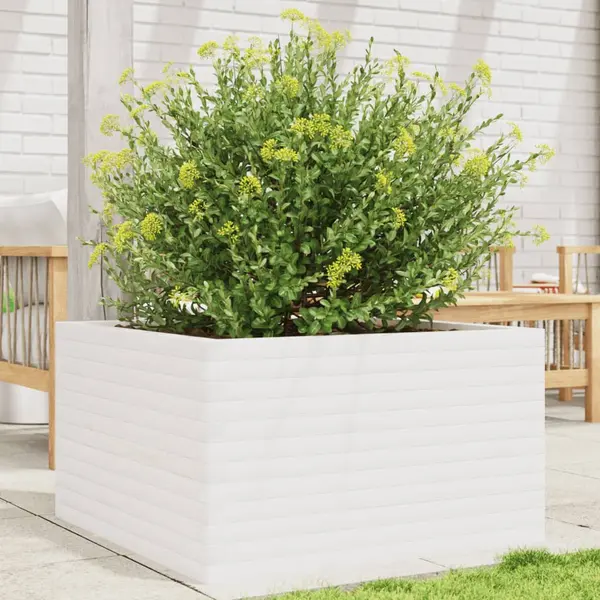 Gossi jardiniera de gradina, alb, 80x80x45,5 cm, lemn masiv de pin