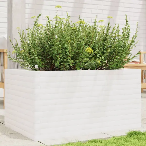 Gossi jardiniera de gradina, alb, 90x60x45,5 cm, lemn masiv de pin