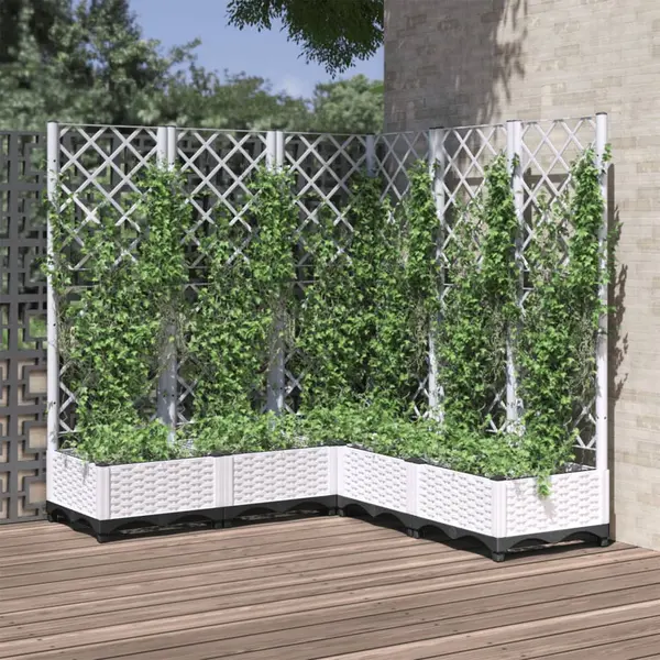 Gossi jardiniera de gradina cu spalier, alb, 120x120x121,5 cm, pp