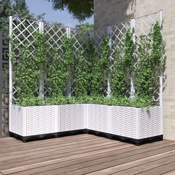 Gossi jardiniera de gradina cu spalier, alb, 120x120x136 cm pp