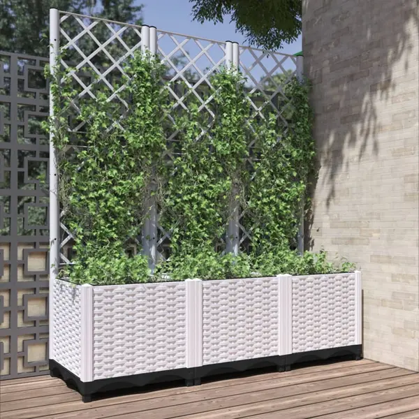 Gossi jardiniera de gradina cu spalier, alb, 120x40x136 cm pp