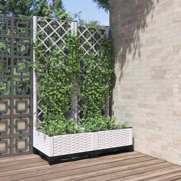 Gossi jardiniera de gradina cu spalier, alb, 80x40x121,5 cm, pp
