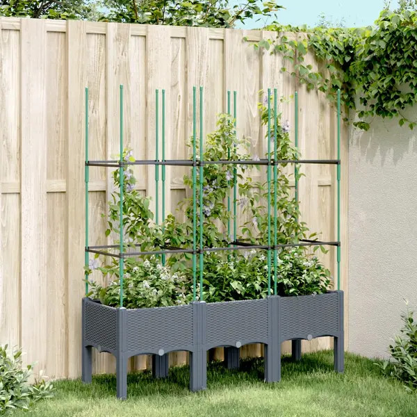 Gossi jardiniera de gradina cu spalier, gri, 120x40x142,5 cm, pp