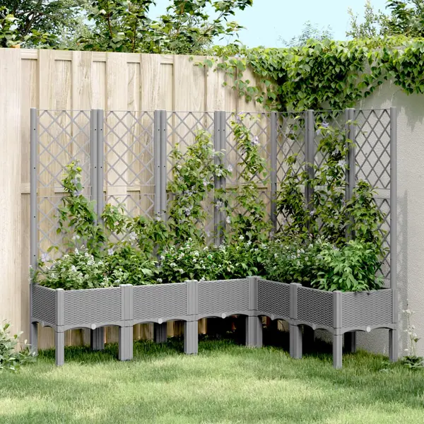 Gossi jardiniera de gradina cu spalier gri deschis 160x120x142 cm pp