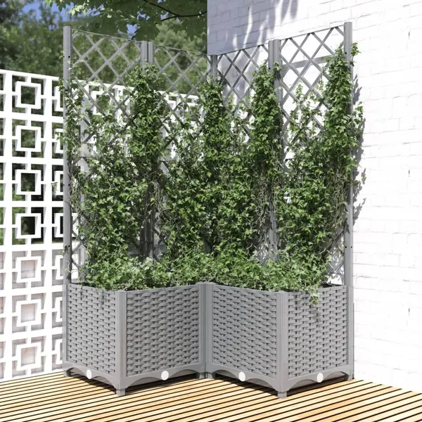 Gossi jardiniera de gradina cu spalier, gri deschis, 80x80x136 cm, pp
