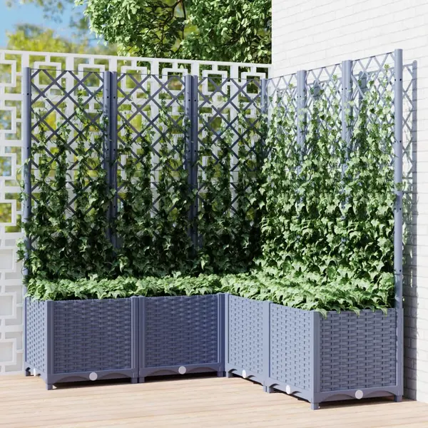 Gossi jardiniera de gradina cu spalier,gri inchis, 120x120x136 cm, pp