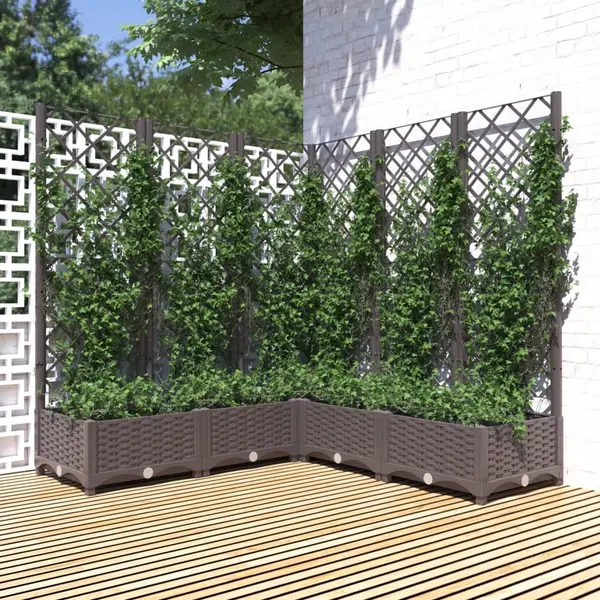Gossi jardiniera de gradina cu spalier, maro, 120x120x121,5 cm, pp