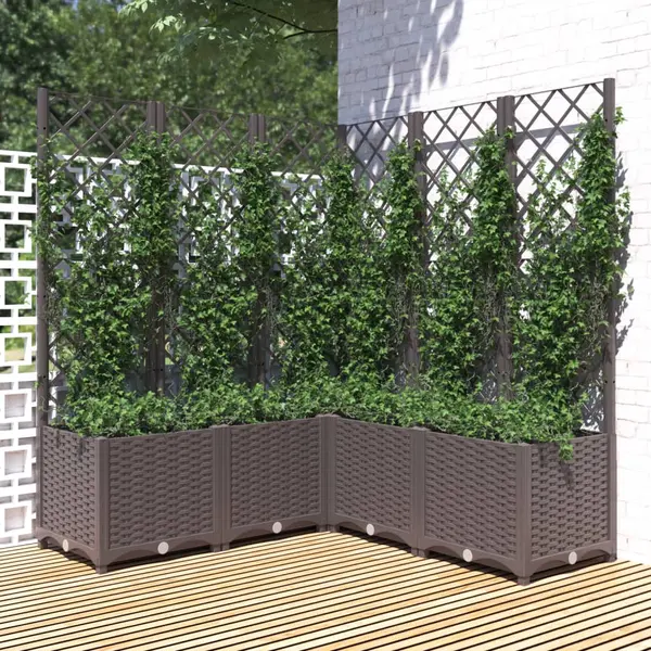 Gossi jardiniera de gradina cu spalier, maro, 120x120x136 cm, pp