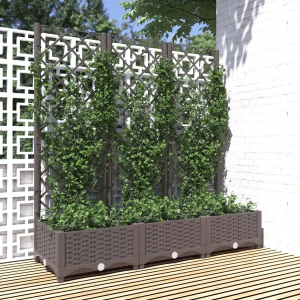 Gossi jardiniera de gradina cu spalier, maro, 120x40x121,5 cm, pp