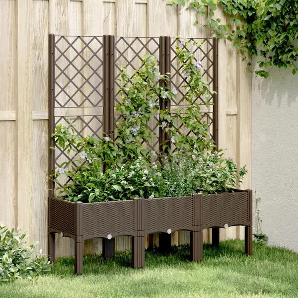 Gossi jardiniera de gradina cu spalier, maro, 120x40x142 cm, pp
