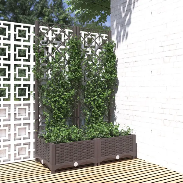 Gossi jardiniera de gradina cu spalier maro, 80x40x121,5 cm, pp