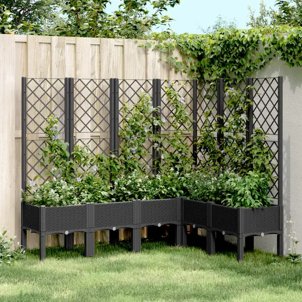 Gossi jardiniera de gradina cu spalier, negru, 160x120x142 cm, pp