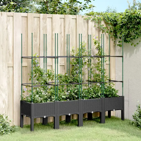 Gossi jardiniera de gradina cu spalier, negru, 160x40x142,5 cm, pp