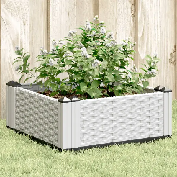 Gossi jardiniera de gradina cu tarusi, alb, 42,5x42,5x28,5 cm, pp