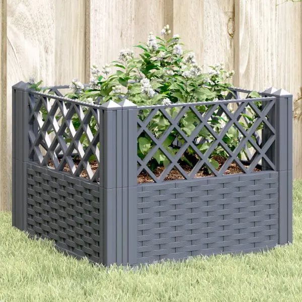 Gossi jardiniera de gradina cu tarusi, gri, 43,5x43,5x43,5 cm, pp