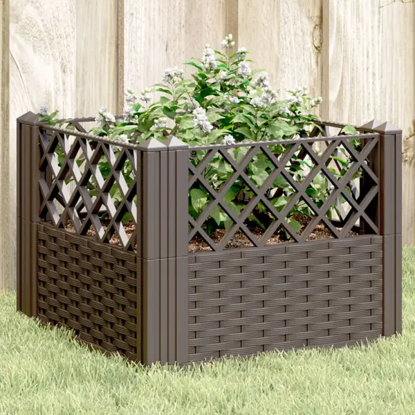 Gossi jardiniera de gradina cu tarusi, maro, 43,5x43,5x43,5 cm, pp