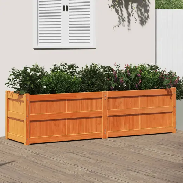 Gossi jardiniera de gradina, maro ceruit, 180x50x50 cm lemn masiv pin