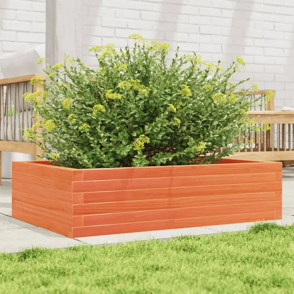 Gossi jardiniera de gradina, maro ceruit, 90x60x23 cm, lemn masiv pin