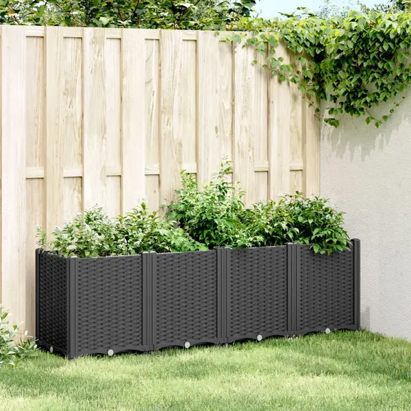 Gossi jardiniera de gradina, negru, 160x40x53 cm, pp