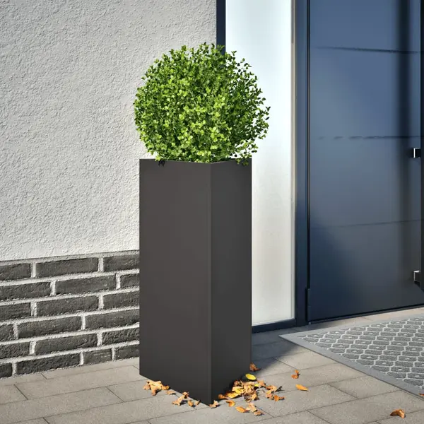 Gossi jardiniera de gradina negru, 40x34,5x70 cm, otel, triunghiulara