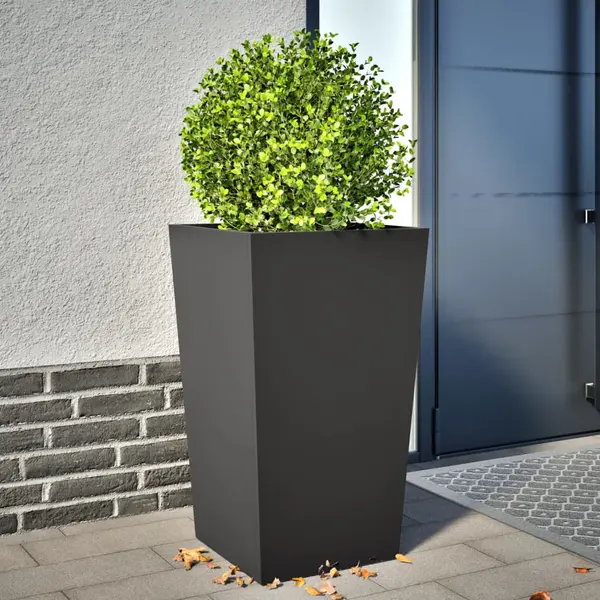 Gossi jardiniera de gradina, negru, 45x45x75 cm, otel