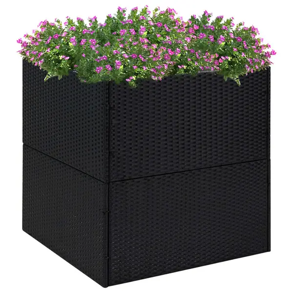 Gossi jardiniera de gradina, negru, 80x80x80 cm, poliratan